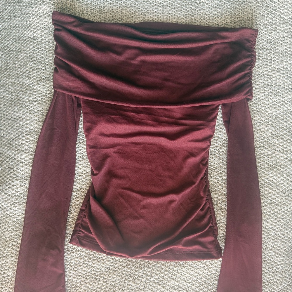 Wild Fable Off-Shoulder Maroon Blouse